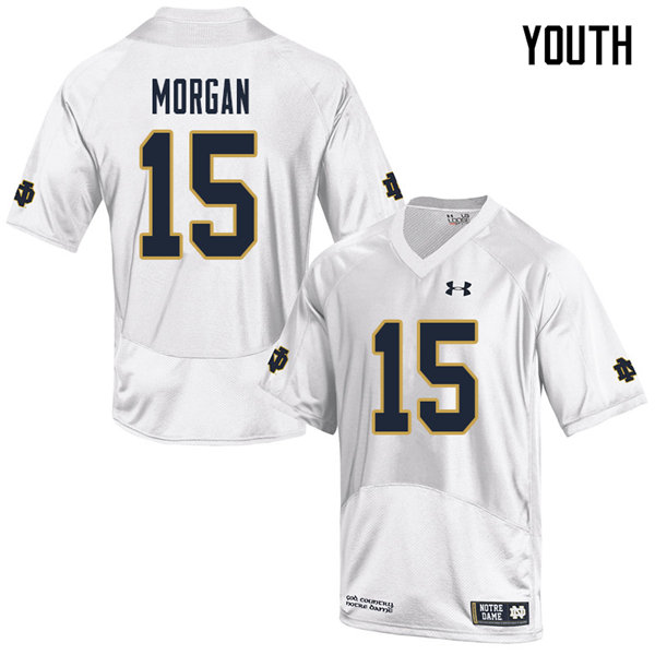 Youth #15 D.J. Morgan Notre Dame Fighting Irish College Football Jerseys Sale-White